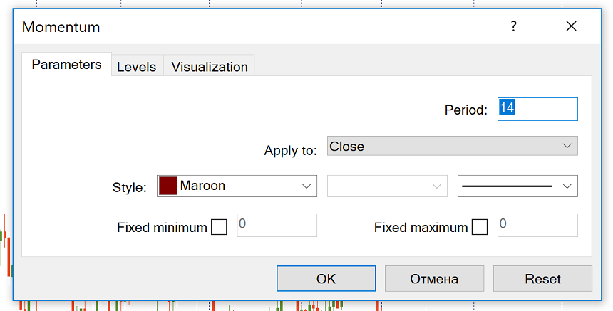 add the Momentum to a chart in MetaTrader